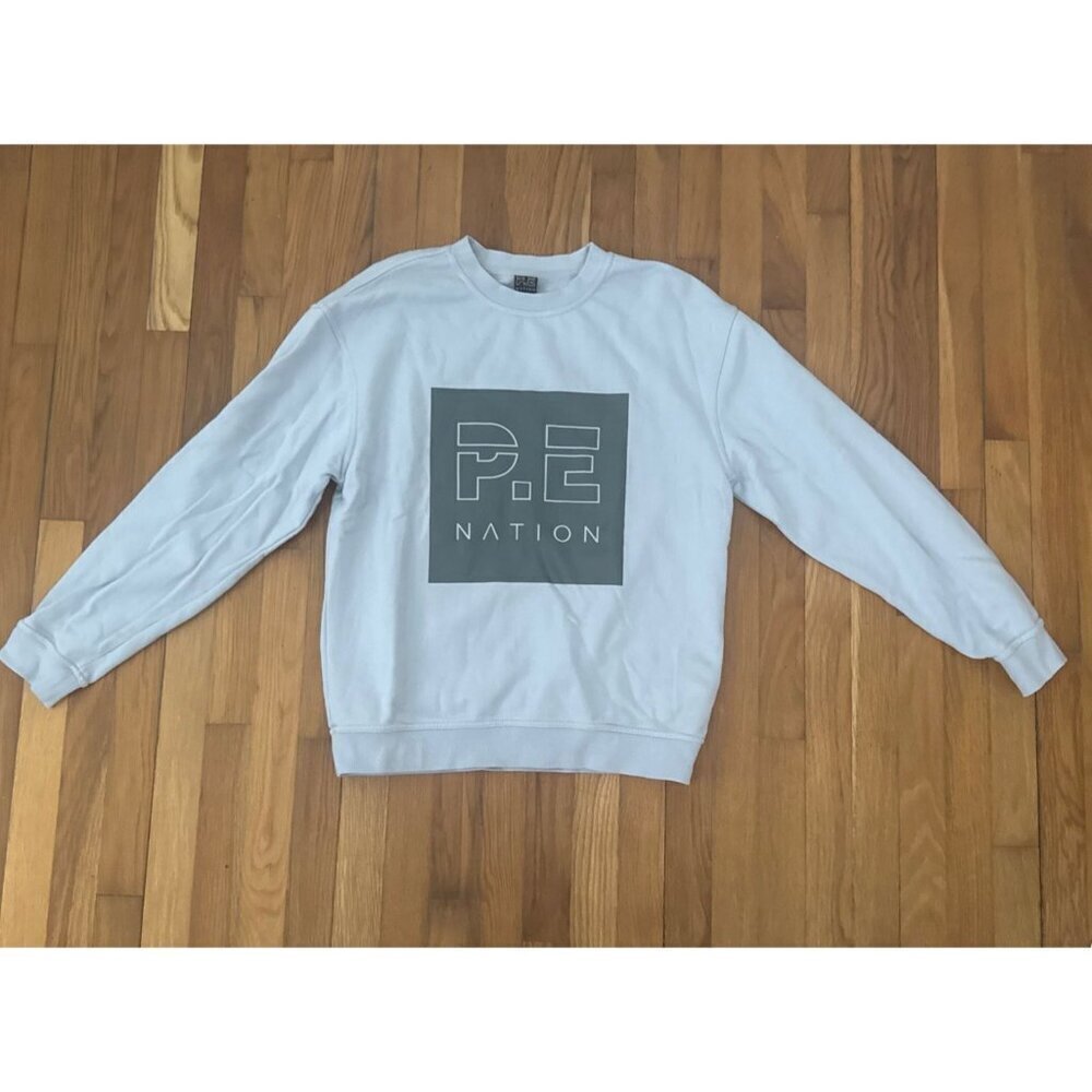 PE Nation Mens Cotton Graphic Pullover Crewneck Sweatshirt Purple Size XS